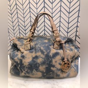 Michael Kors RARE Tie Dye Soft Supple Leather Top Handle Zipper Close Satchel
